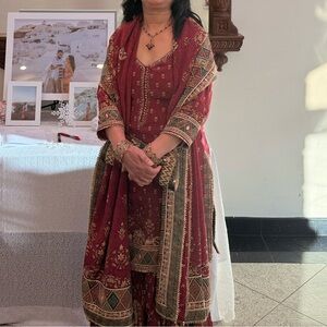 Elegant Red and Gold Traditional Outfit